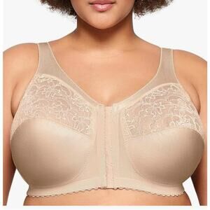 Glamorise Bra 38B Full Figure MagicLift Front Close Support Bra Wireless #1200
